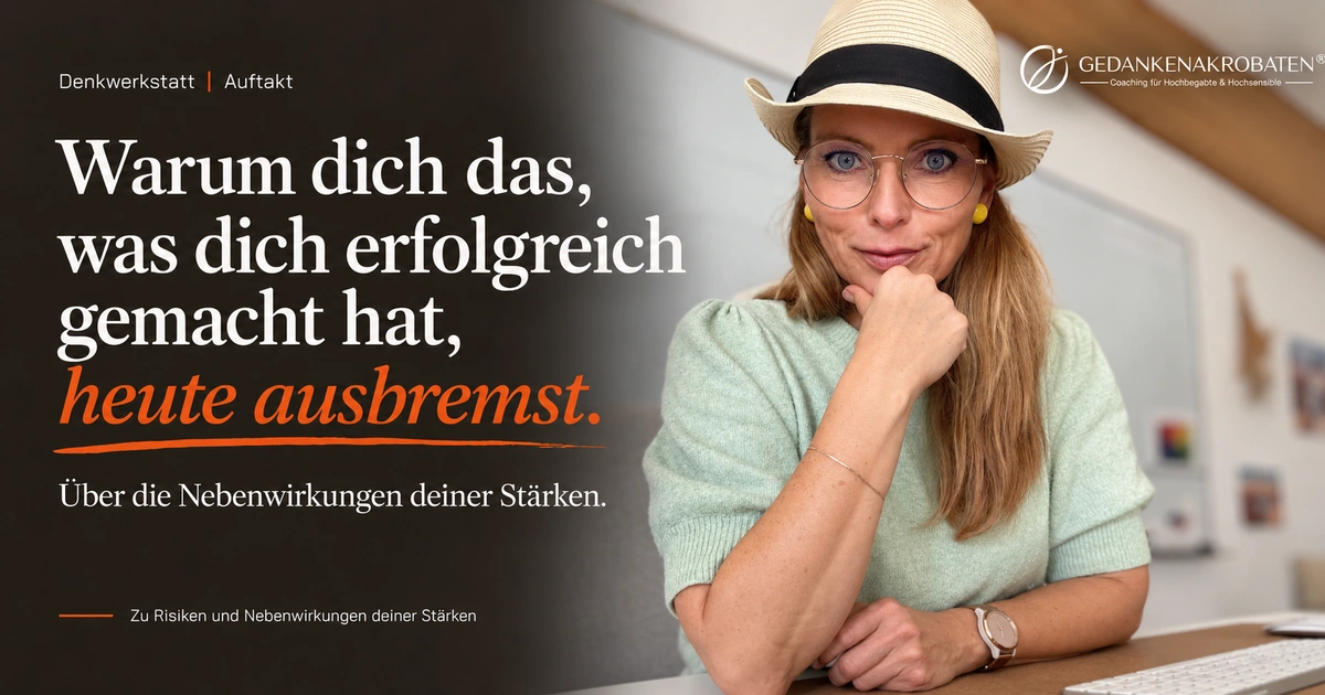 Grafik „Zu Risiken und Nebenwirkungen deiner Stärken“: Kristin Fuchs mit Hut